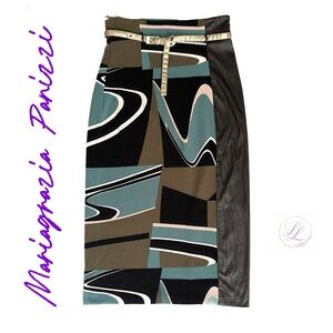 MARIAGRAZIA PANIZZI Abstract Patterned Midi Pencil Skirt Size 10